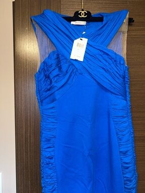 NWT Bailey 44 Electric Blue Ruched Crossfront Dress